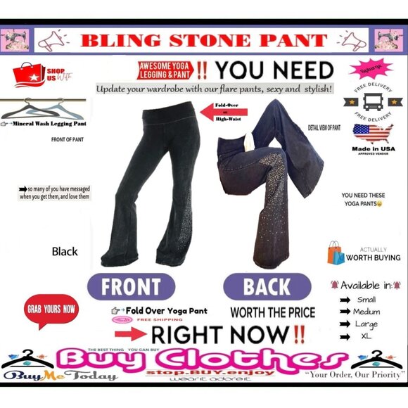 ✅BULLY Fold Over GEM STONE➕🆒 LEGGING PANT High Waist Mineral Wash 💸BUY NOW‼️🟢 - Picture 7 of 16